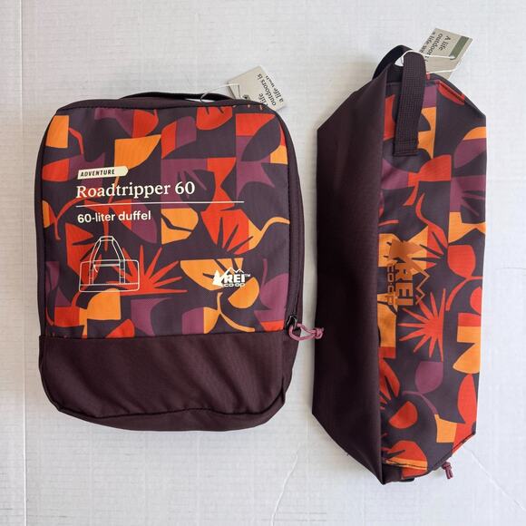 REI Roadtripper Duffle Bag 60 Liter and Medium Pod Bag Travel Sol Geo Raisin NEW - Picture 1 of 8